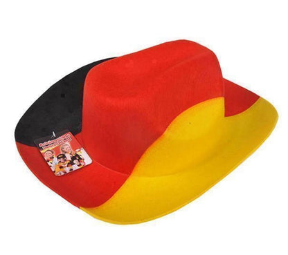 JUNG Filzhut Cowboy Design Deutschland Fußball EM 2024 Fan Schwarz Rot Gold – Einheitsgröße für Damen und Herren – Deutsches Flaggen Design, ideales Fanaccessoire für die Europameisterschaft 2024