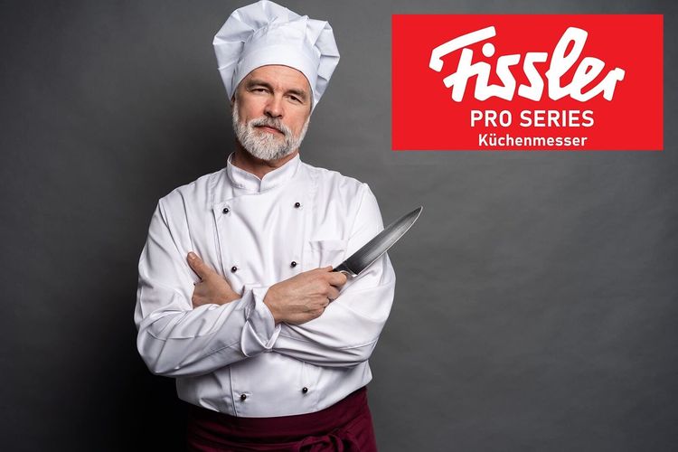 Fissler Profi Messer-Set 4TLG – Hochwertige Kochmesser, Santokumesser 130mm & 165mm, Brotmesser 180mm und Kochmesser 190mm aus rostfreiem Edelstahl, mit ergonomischen Griffen, für Profi- und Hobbyköche