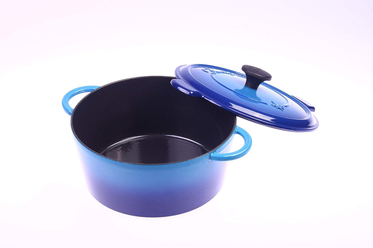 Fontignac Cocotte Bräter rund 24cm 3.6L aus massivem Gusseisen mit emaillierter Innenfläche – Hochwertiger Gusseisentopf für Induktion, Ofen, Schmoren, Kochen und Servieren mit Deckel