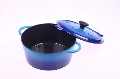 Fontignac Cocotte Bräter rund 24cm 3.6L aus massivem Gusseisen mit emaillierter Innenfläche – Hochwertiger Gusseisentopf für Induktion, Ofen, Schmoren, Kochen und Servieren mit Deckel