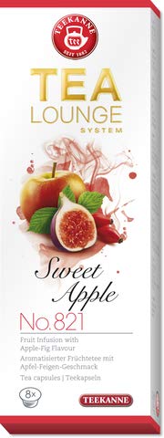 TEEKANNE TEALOUNGE SYSTEM Kapseltee Sweet Apple No.821 – Aromatisierter Apfelfrüchtetee in Kapseln – 1 Packung mit 8 Kapseln à 1,7 g – Vegan, Glutenfrei, Apfeltee für Teekapselmaschinen