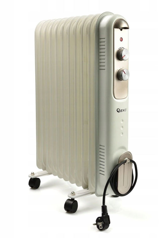 JUNG Geko G80554 Ölradiator 2500W – Hochleistungs Heizkörper für große Räume, 9 Heizlamellen, energiesparend, 3 Heizstufen, stufenloser Thermostat, Überhitzungsschutz, leiser Betrieb, hohe Mobilität, ideal für Räume bis 35 m²