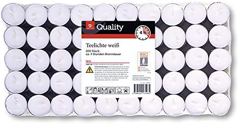 TGQ 200 Stück Teelichter Großpackung Gastronomie Teelicht Paraffin Kerzen Weiß 4 Stunden Brenndauer für Haushalt, Hochzeit, Wellness, Event, Gastronomie, Deko, Tischlicht, Indoor