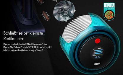 Dyson Gen5detect kabelloser Akku-Staubsauger mit HEPA-Filter, beutellosem Zyklonsystem, LED-Stauberkennung & Digital Motorbar™ für Hartboden, Teppich, Möbel und Tierhaare