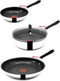 Tefal E30 Jamie Oliver Pfannenset - Pfanne 20 cm + 28 cm + Schmorpfanne 25cm mit Deckel Induktion, Bratpfanne Edelstahl, Antihaft Beschichtet, Pfannen Hoher Rand, Backofenfest, Genieteter Griff,