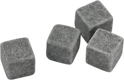 Grenhaven 9er Set wiederverwendbare Whisky-Steine aus natürlichem Speckstein in Grau – hochwertige Kühlsteine für Whisky, Bourbon, Cognac und Drinks – inkl. Stoffbeutel, kühlend ohne Verwässerung