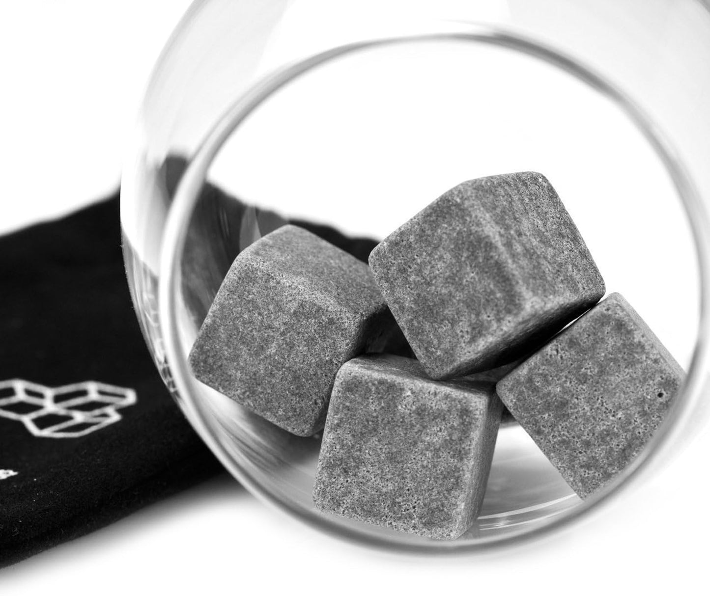 Grenhaven 9er Set wiederverwendbare Whisky-Steine aus natürlichem Speckstein in Grau – hochwertige Kühlsteine für Whisky, Bourbon, Cognac und Drinks – inkl. Stoffbeutel, kühlend ohne Verwässerung