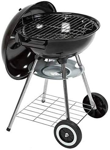 Mete Holzkohle Kugelgrill Ø 46 cm | Großer Rundgrill mit Deckel | Vierbein-Grill mit Aschebehälter | Mobil fahrbar | Grillzubehör & Reinigungsset inklusive | Outdoor BBQ Holzkohlegrillgerät