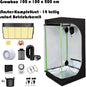 JUNG Growbox Komplettset mit LED Lampe 200W, Anbau Pflanzen Zelt 100x100x200cm, Mylar Reflektierend, Lüftungsset, Kohlefilter, für Cannabis und Gewächshaus