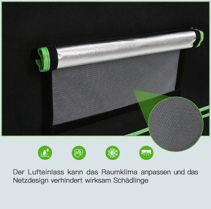JUNG Growbox Komplettset mit LED Lampe 200W, Anbau Pflanzen Zelt 100x100x200cm, Mylar Reflektierend, Lüftungsset, Kohlefilter, für Cannabis und Gewächshaus