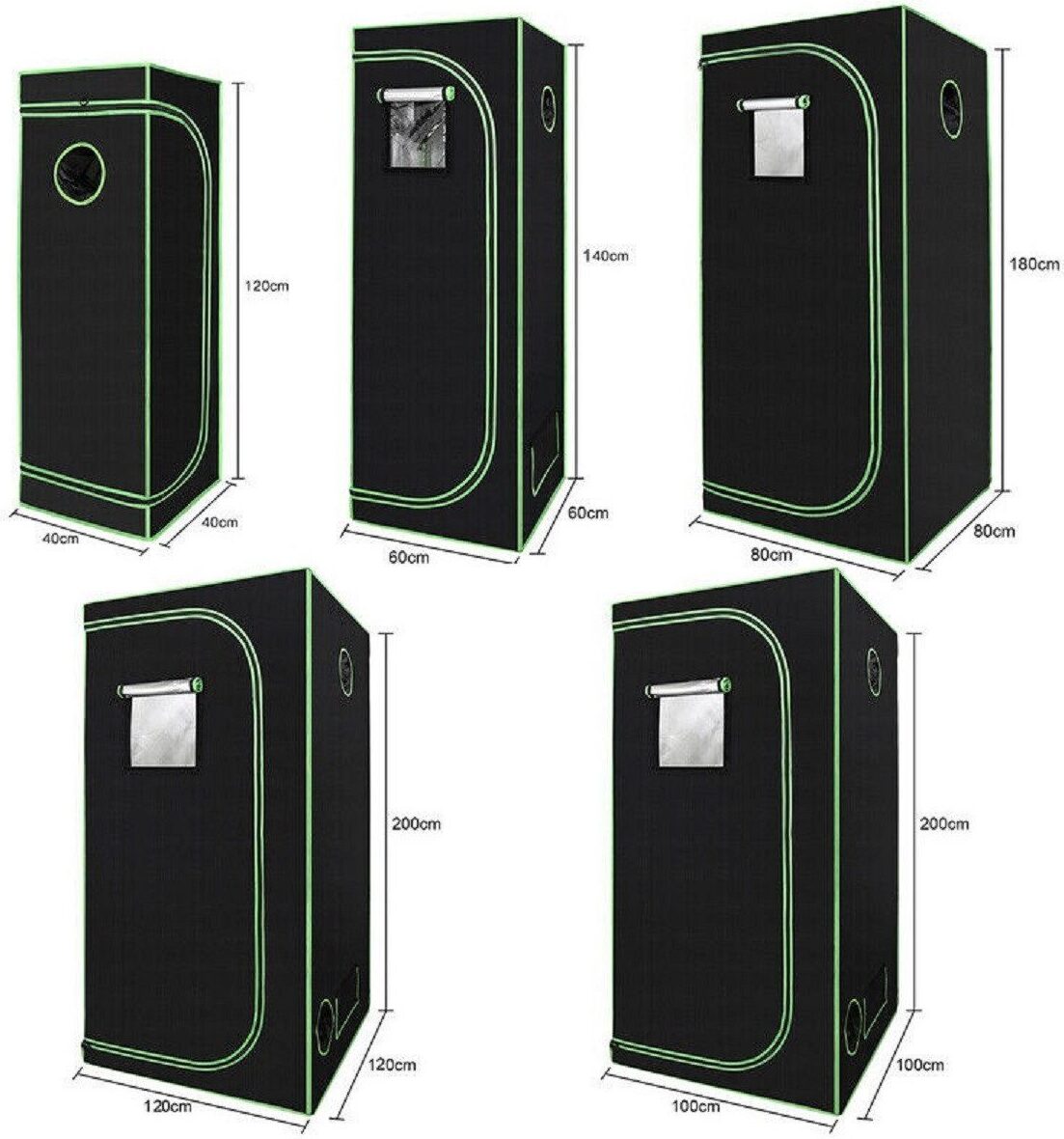 JUNG Growbox 60x60x140 cm Premium Mylar Zelt, wasserdicht, reflektierende Mylar-Innenseite, tragbar, für Indoor Anbau, Cannabis, Hydroponisches System, leicht montierbar