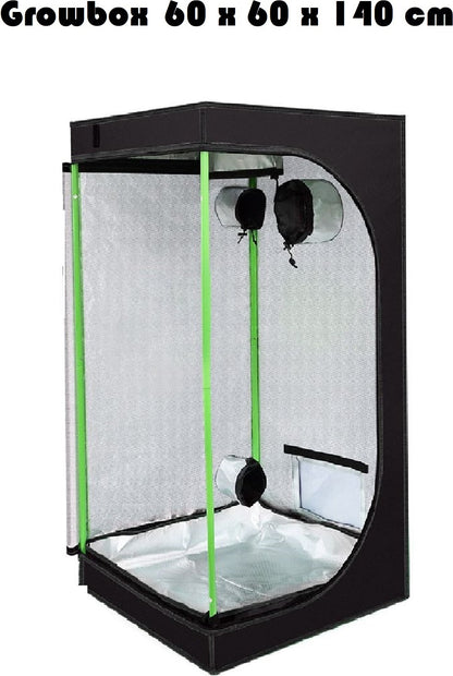 JUNG Growbox 60x60x140 cm Premium Mylar Zelt, wasserdicht, reflektierende Mylar-Innenseite, tragbar, für Indoor Anbau, Cannabis, Hydroponisches System, leicht montierbar