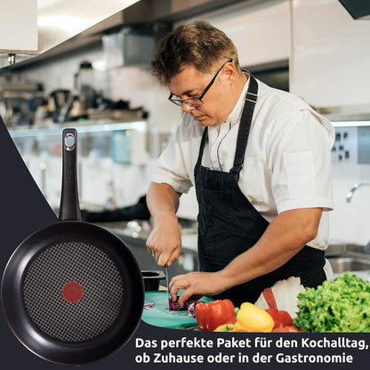 Tefal E30 Jamie Oliver Pfannenset - SET 22 -  2-teilig, Induktionsgeeignet, Antihaftbeschichtung, Titanium Excellence, 20 cm + 26 cm Pfanne, Edelstahl, ThermoSpot, ergonomischer Griff, für alle Herdarten geeignet, langlebig