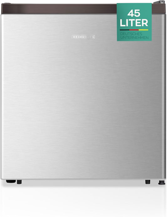 HEINRICHS Getränkekühlschrank 45L klein kompakt leise: 39db mit Kühlfach Mini-Bar; Tisch-Kühlschrank; Mini Kühlschrank mit separatem Kühlfach; perfekt geeignet für Büro Camping Garten Outdoor (Silber)