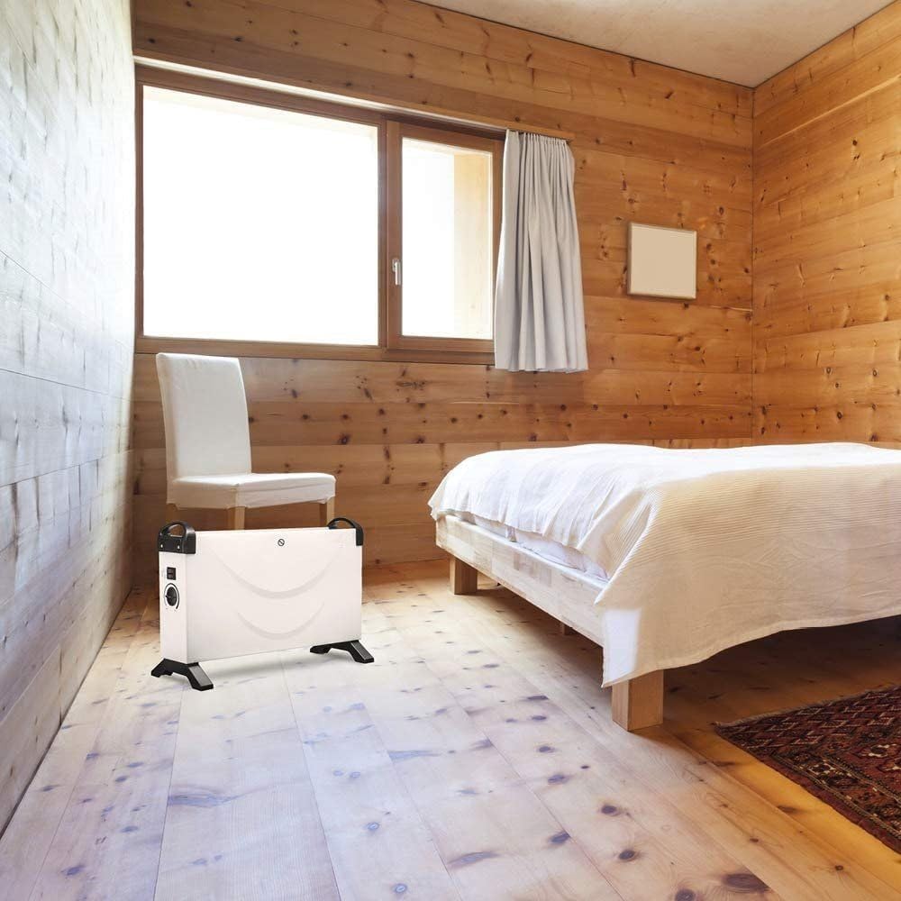 JUNG HOTSE Elektrische Konvektorheizung 2000W mit Thermostat, Mobil, Energiesparend, Weiß, Für Räume bis 30 m², 3 Heizstufen, Überhitzungsschutz, Leiser Betrieb, Kompaktes Design