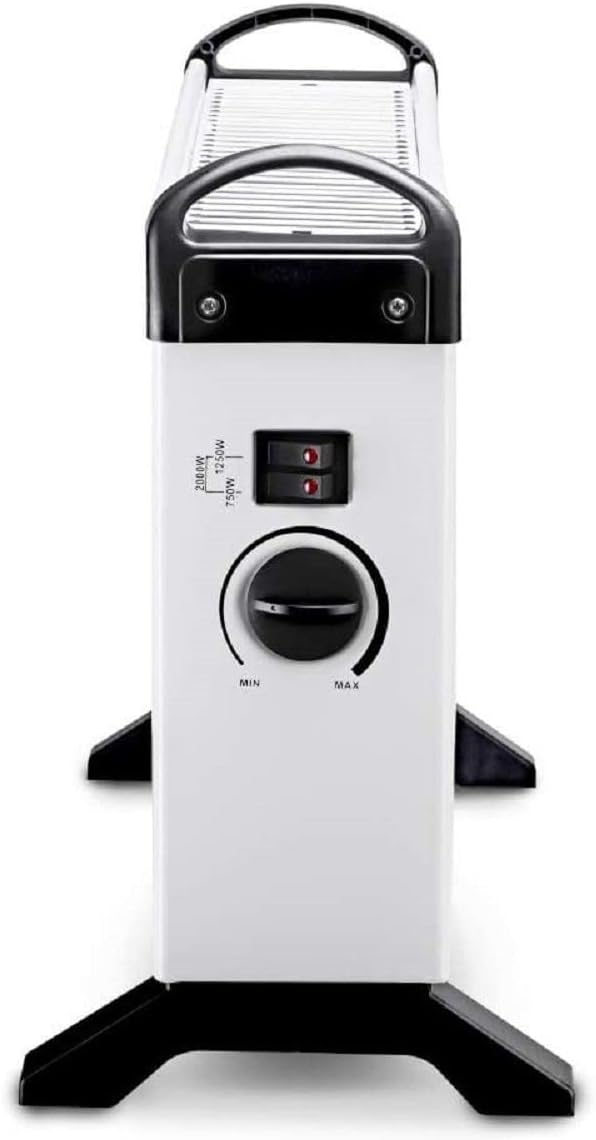 JUNG HOTSE Elektrische Konvektorheizung 2000W mit Thermostat, Mobil, Energiesparend, Weiß, Für Räume bis 30 m², 3 Heizstufen, Überhitzungsschutz, Leiser Betrieb, Kompaktes Design