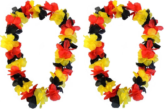 JUNG Hawaikette 2er Set Deutschland Fanartikel EM 2024, Hawaikette Schwarz Rot Gold Flagge für Europameisterschaft, Fanpaket für Damen und Herren, Fußball Fanartikel EM 2024