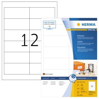 Herma 10781 Quick Lift Inkjet Etiketten 96,5 x 42,3 mm – permanent klebende, weiße Versand- und Büroetiketten in A4-Anordnung, hochwertige Inkjetdrucker kompatible Aufkleber für professionelle Anwendung