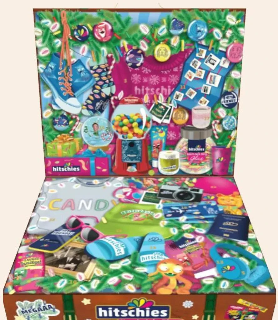 Hitschies Around The World Süßigkeiten Adventskalender 2025 – 25x verschiedene saure Drachenzungen, Fruchtgummi, Kaubonbons, Lollis, für kinder Advent