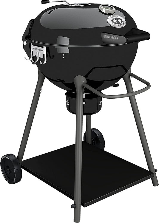 Outdoorchef Kensington 570 ULINE Holzkohlegrill 54 cm Durchmesser, robuster Holzkohle Kugelgrill für 6 Personen, hitzebeständig, porzellanemailliert, fahrbar mit Rollen, inklusive Brennpaste, Grillrost und Aschebehälter
