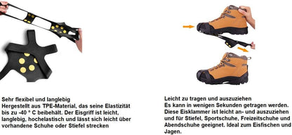 ICETREADS Antirutsch Schuhspikes Überschuhe mit Edelstahlspikes für Schnee, Eis und Winter – Schuhspikes für Damen & Herren Gr. 36-42 – Winter Überschuhe Eiskrallen für sicheren Halt