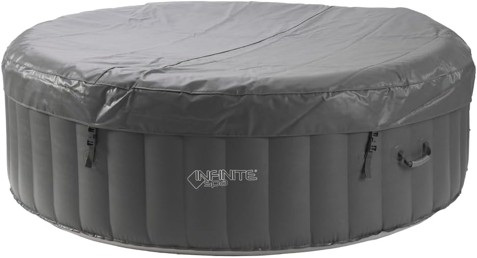 JUNG Infinite Xtra Whirlpool aufblasbar rund beheizt 4 Personen Outdoor & Indoor SPA Pool mit 120 Luftdüsen, Selbstaufblasend, 800L Wasser, Filter & Heizung integriert, PVC-Material