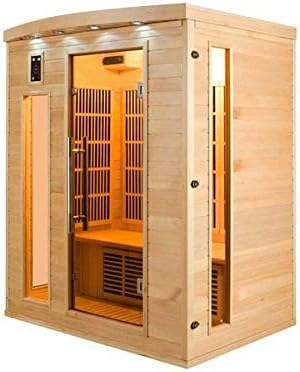 Art & Jardin du Monde Infrarotsauna Apollon für 3 Personen | Infrarotkabine mit 8 Carbonstrahlern, Farbtherapie & Digitalsteuerung | Hochwertige Heimsauna aus kanadischem Fichtenholz für Wellness Zuhause