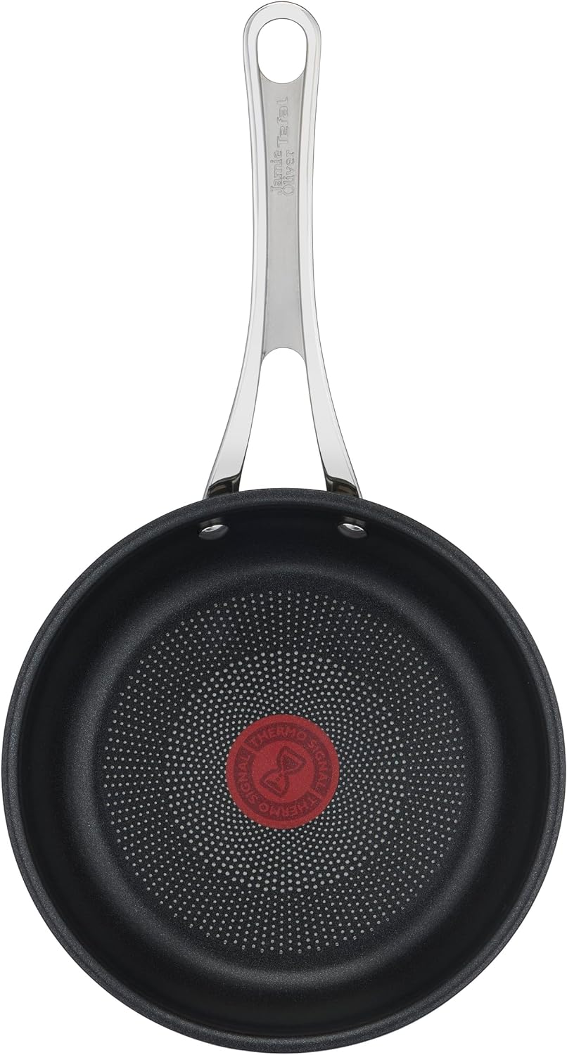 Tefal E30602  Jamie Oliver Cook's Classic Pfanne 20 cm |Edelstahl mit Titanium 3X Antihaftversiegelung, Thermo-Signal™, Induktionsgeeignet, Ofenfest bis 210°C, Ergonomischer Edelstahlgriff mit Silikoneinlage