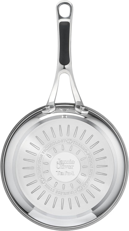 Tefal E30602  Jamie Oliver Cook's Classic Pfanne 20 cm |Edelstahl mit Titanium 3X Antihaftversiegelung, Thermo-Signal™, Induktionsgeeignet, Ofenfest bis 210°C, Ergonomischer Edelstahlgriff mit Silikoneinlage
