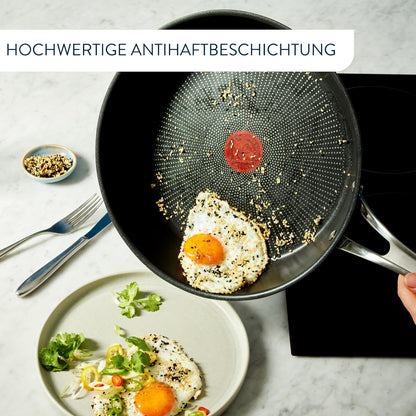 Tefal E30602  Jamie Oliver Cook's Classic Pfanne 20 cm |Edelstahl mit Titanium 3X Antihaftversiegelung, Thermo-Signal™, Induktionsgeeignet, Ofenfest bis 210°C, Ergonomischer Edelstahlgriff mit Silikoneinlage