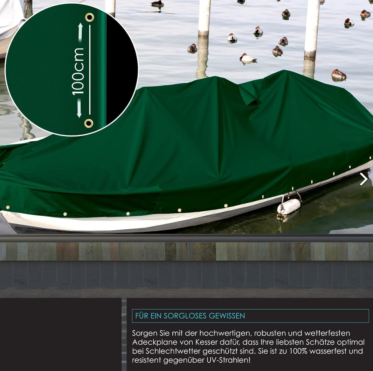 JUNG Abdeckplane Wasserdicht 180g/m² grün 2m x 4m = 8 m², mit Blauer Wendeseite, Reißfest & Wetterfest, Dickes Material, Anhänger Plane mit Ösen, Camping-Plane, Verschiedene Größen
