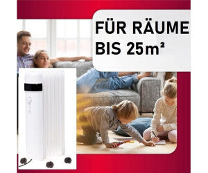 JUNG BELLUS1500 mobiler Ölradiator 1500W – Tragbarer elektrischer Heizkörper mit 3 Heizstufen, 7 Rippen, leise & energiesparend, mit Thermostat und Sicherheitsfunktionen für Innenräume bis 20 m²