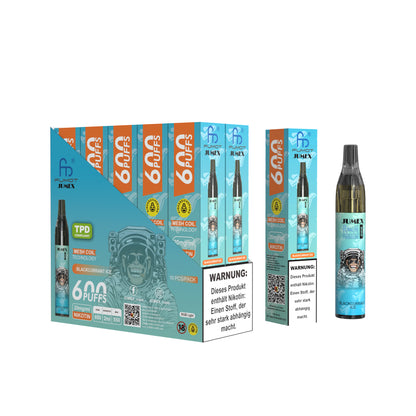 JUNG Jumex 600 Blackcurrant Ice Vape mit Nikotin, Einweg E-Zigarette, 600 Züge, Schwarze Johannisbeere, Eis, Einweg Verdampfer, fruchtig, erfrischend, LED-Beleuchtung, sofort einsatzbereit, Nikotinverdampfer