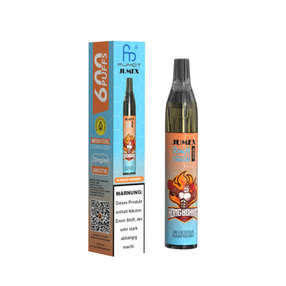 JUNG Jumex 600 BlueSour Raspberry Vape mit Nikotin – Einweg E-Zigarette mit 600 Zügen, fruchtiger Geschmack aus Blaubeere und säuerlicher Himbeere, LED-Beleuchtung, sofort einsatzbereit, Nikotin-Verdampfer