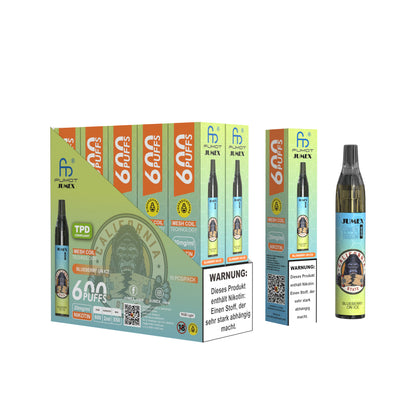 JUNG Jumex 600 Blueberry on Ice Vape mit Nikotin – Einweg E-Zigarette mit 600 Zügen, fruchtiger Blaubeergeschmack mit Eisfrische, LED, kompakt, sofort einsatzbereit, Nikotin-Verdampfer