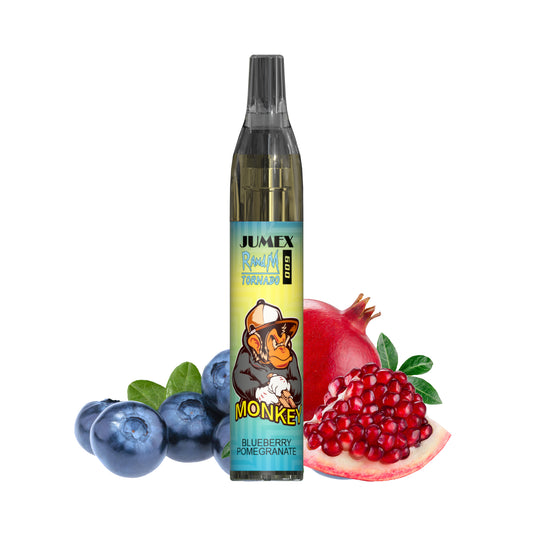 JUNG Jumex 600 Blueberry Pomegranate Vape Nikotinfrei Einweg 600 Züge, Fruchtiges Blueberry Pomegranate Aroma, Blaubeeren, Granatapfel, LED Farbanzeige, Kindersicherung, Einweg E-Zigarette, Drahtspule Heizkern, ohne Nachfüllung