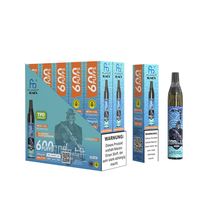 JUNG Jumex 600 Blueberry Sour Raspberry Vape mit Nikotin – Einweg E-Zigarette mit 600 Zügen, fruchtige Kombination aus Blaubeere und säuerlicher Himbeere, LED-Beleuchtung, sofort einsatzbereit, Nikotin-Verdampfer