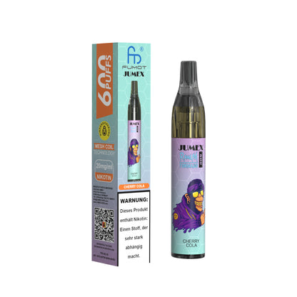 JUNG Jumex 600 CHERRY COLA Vape mit Nikotin – Einweg E-Zigarette mit 600 Zügen, fruchtig-erfrischendes Kirsche-Cola-Aroma, Nikotinstärke 20 mg/ml, LED, sofort dampfbereit, TPD-konform
