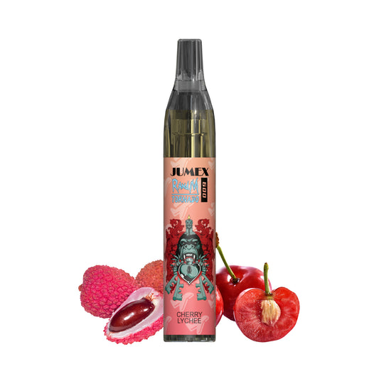 JUNG Jumex 600 Cherry Lychee Nikotin Vape Einweg E-Zigarette mit intensivem Fruchtgeschmack & LED | 600 Züge | 2 ml Liquid | Zugautomatik | Nikotinsalz E-Dampfer