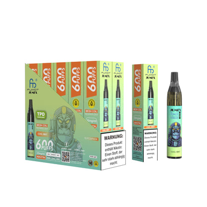 JUNG Jumex 600 Cool Mint Vape Einweg E-Zigarette mit Nikotin | Menthol & Minzaroma | 600 Züge | Nikotinsalz | LED Effekt | Verdampfer E-Dampfer mit Zugautomatik