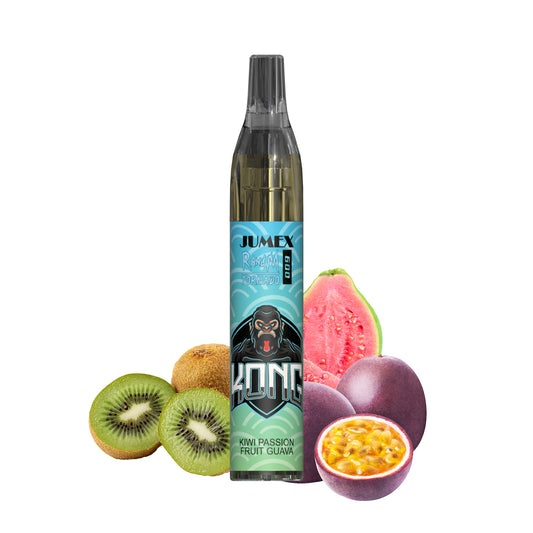 JUNG Jumex 600 Kiwi Passion Fruit Guave Vape Nikotinfrei Einweg 600 Züge, Tropisches Aroma Kiwi, Passionsfrucht, Guave, LED Farbanzeige, Kindersicherung, Einweg E-Zigarette, Drahtspule Heizkern, ohne Nachfüllung