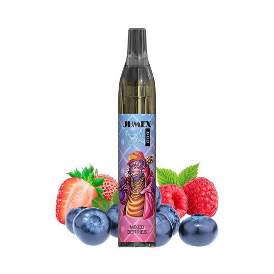 JUNG Jumex 600 Mixed Berries Vape Nikotinfrei Einweg 600 Züge, Fruchtiges Beeren Aroma, Erdbeeren, Himbeeren, Blaubeeren, LED Farbanzeige, Kindersicherung, Einweg E-Zigarette, Drahtspule Heizkern, ohne Nachfüllung