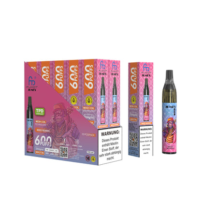 JUNG Jumex 600 Mixed Berries Vape mit Nikotin Einweg Verdampfer 600 Züge Mixed Berries Nikotin LED Farbanzeige Kindersicherung Kompakt und sicher, Einweg E-Zigarette, ohne Nachfüllung