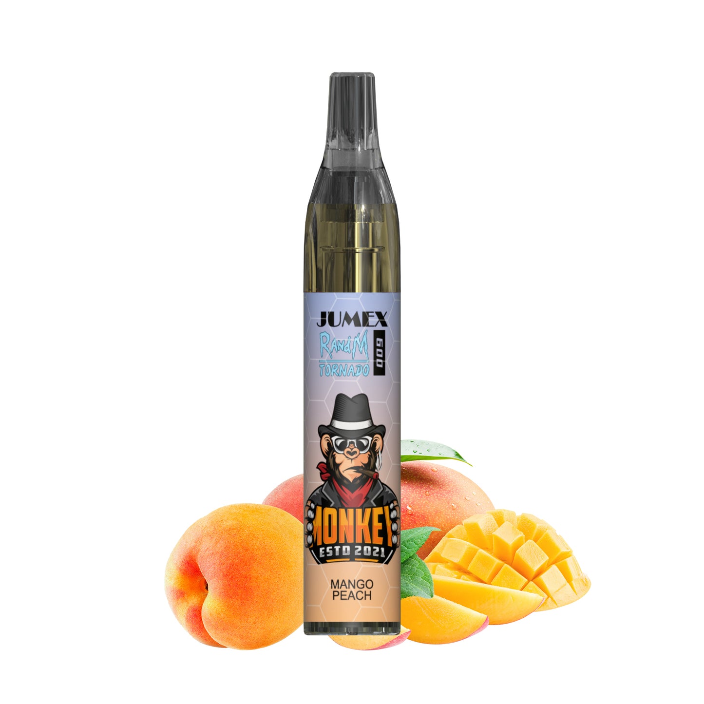 JUNG Jumex 600 Peach Mango Vape mit Nikotin Einweg Verdampfer 600 Züge Pfirsich Mango Nikotin LED Farbanzeige Kindersicherung Kompakt und sicher, Einweg E-Zigarette, ohne Nachfüllung