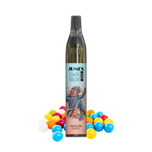 JUNG Jumex 600 Rainbow Candy Vape mit Nikotin – Einweg E-Zigarette mit 600 Zügen, süßes Fruchtbonbon-Aroma, sofort einsatzbereit, Kindersicherung, kompaktes Format
