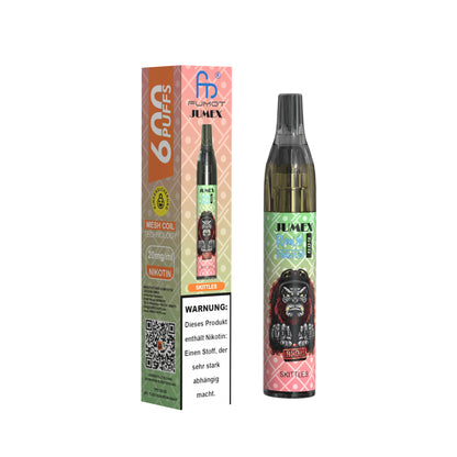 JUNG Jumex 600 Einweg E-Zigarette SKITTLES Geschmack mit Nikotin – Fruchtige Dampfer-Vape mit 600 Zügen, Nikotinsalz, Kompakt, Vape Pen Einweggerät, Verdampfer Liquid Einweg