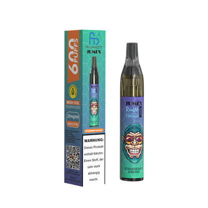 JUNG Jumex 600 Strawberry Banana Nikotin Vape Einweg E-Zigarette 600 Züge Verdampfer Bananen Erdbeeren Tropenfrucht Liquid Dampfer Nikotinhaltig für Erwachsene