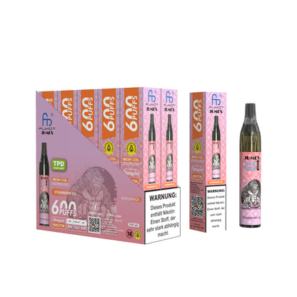 JUNG Jumex 600 STRAWBERRY ICE Einweg E-Zigarette mit Nikotin – 600 Züge Vape Pen – Fruchtig-frisches Erdbeer-Menthol Liquid – Kompakt, Aromatisch, Nikotinstark, Ideal für unterwegs