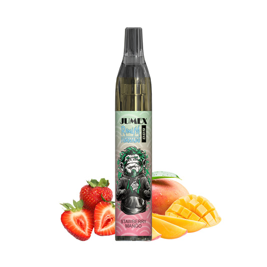 JUNG Jumex 600 Strawberry Mango Nikotin Vape Einweg E-Zigarette 600 Züge Verdampfer Tropenfrucht Liquid Dampfer für Erwachsene Nikotinfüllung Erdbeere Mango Geschmack
