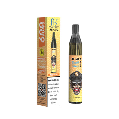 JUNG Jumex 600 TOBACCO Vape – Einweg E-Zigarette mit Nikotin 20 mg – 600 Züge – Klassisches Tabakaroma – Sofort einsatzbereit